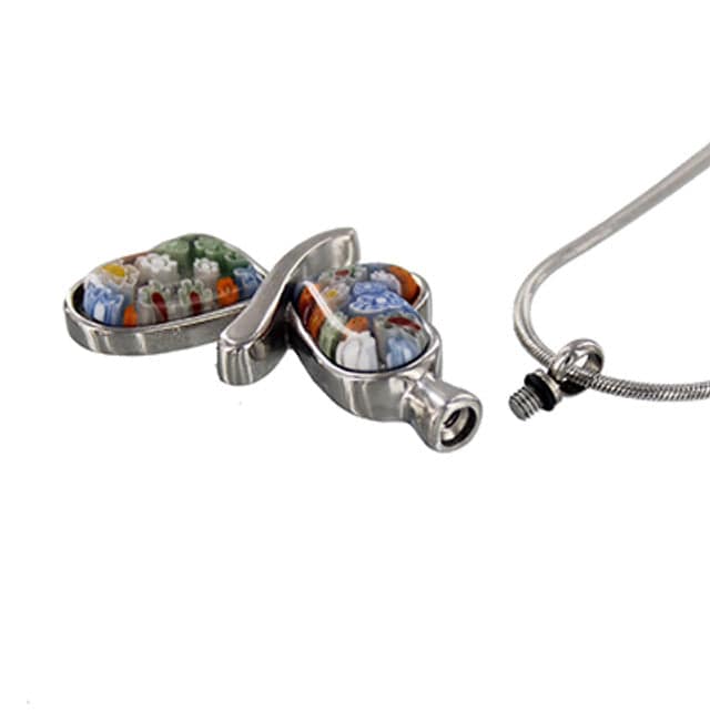 Flowered Butterfly Animal Ashes Necklace Pendant