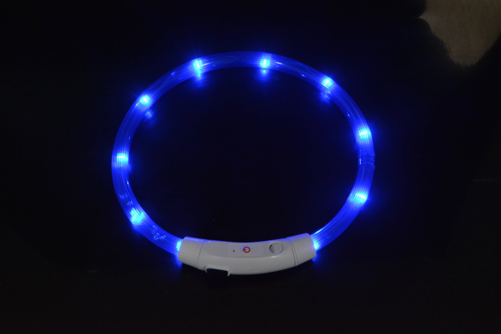 Dog luminous collar luminous pet collar USB charging neck ring LED luminous dog collar Blue - LED Beads