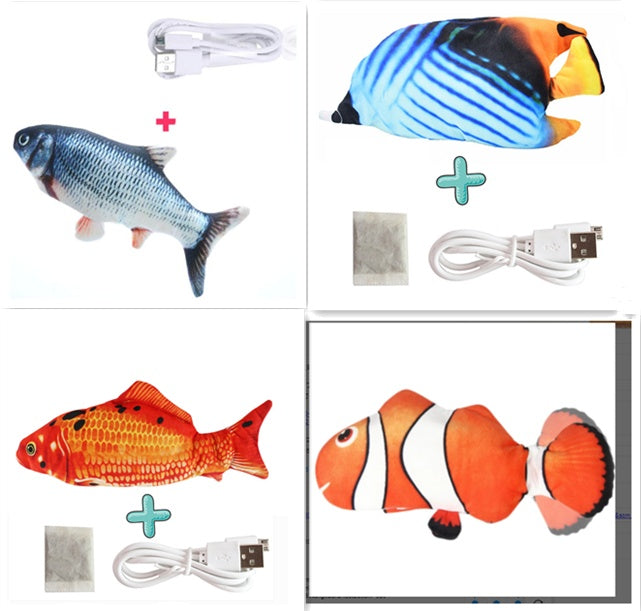 Electric Funny Cat Simulation Fish Beating Usb Jumping Cat Toy Set I