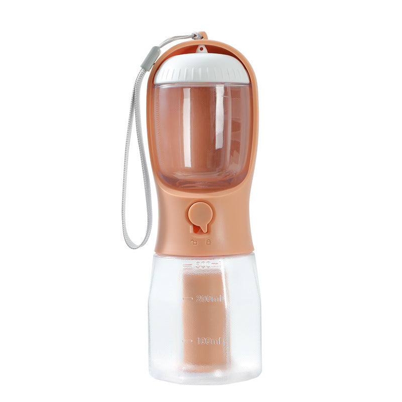 Dog Water Cup Drinking Food Garbage Bag Three-in-one Portable Small Multi-functional Pet Cups Pets Supplies 300ml Garbage Bag Orange Pink