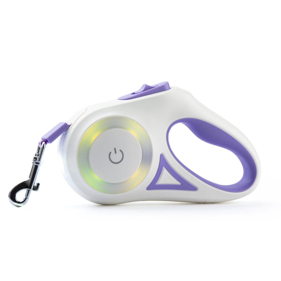 Glowing Automatic Retractable Dog Rope Pet Leash Purple