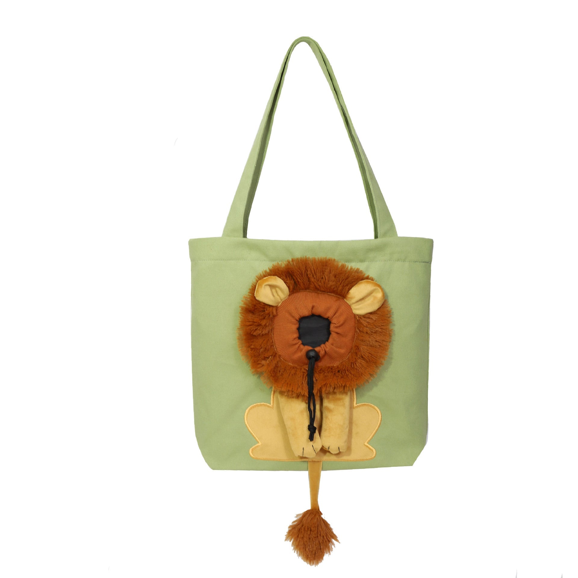 Soft Pet Carriers Lion Design Portable Breathable Bag Cat Dog Carrier Bags Outgoing Travel Pets Handbag With Safety Zippers Light Green