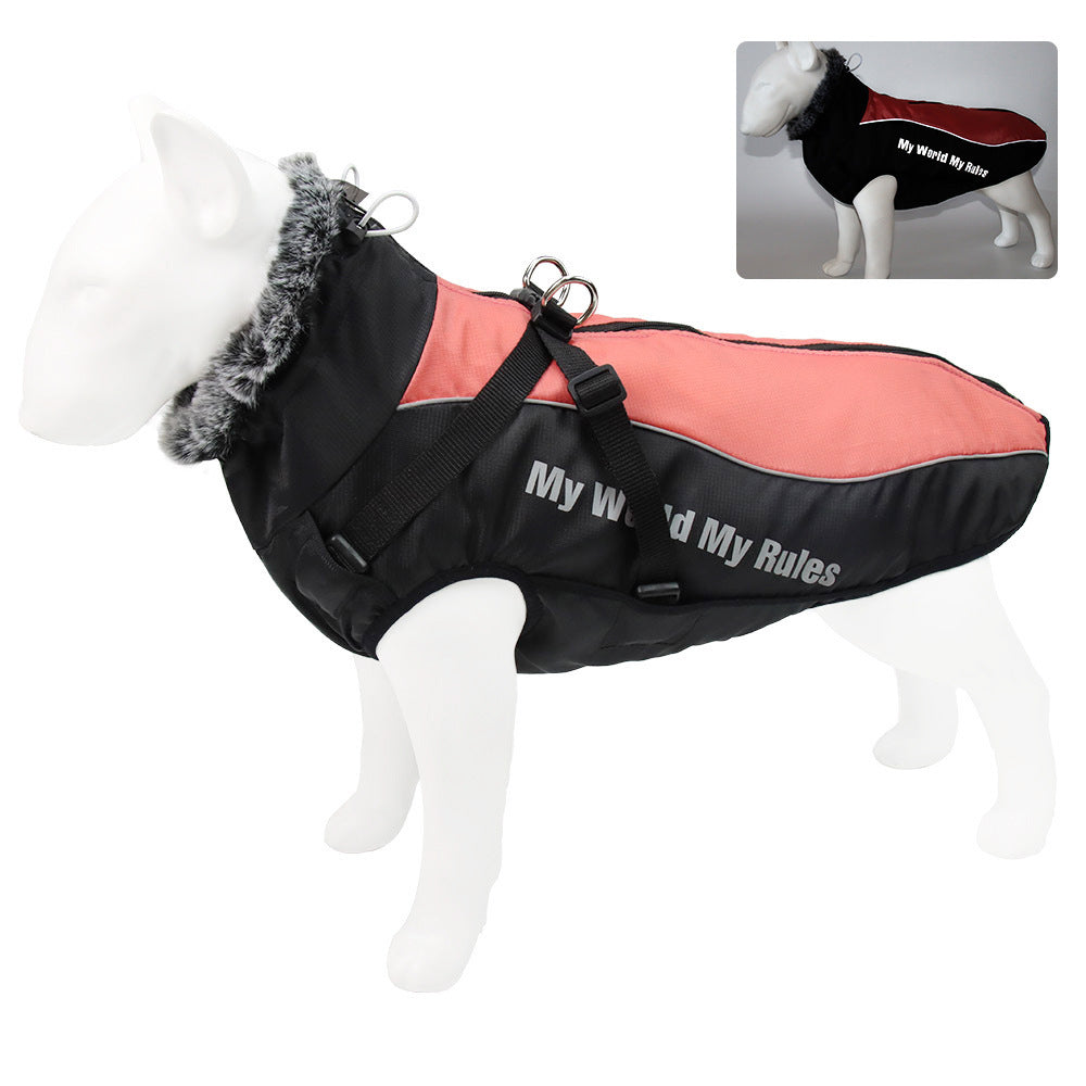 New Large Pet Warm Reflective Dog Thickened Coat Vest Jacket Red