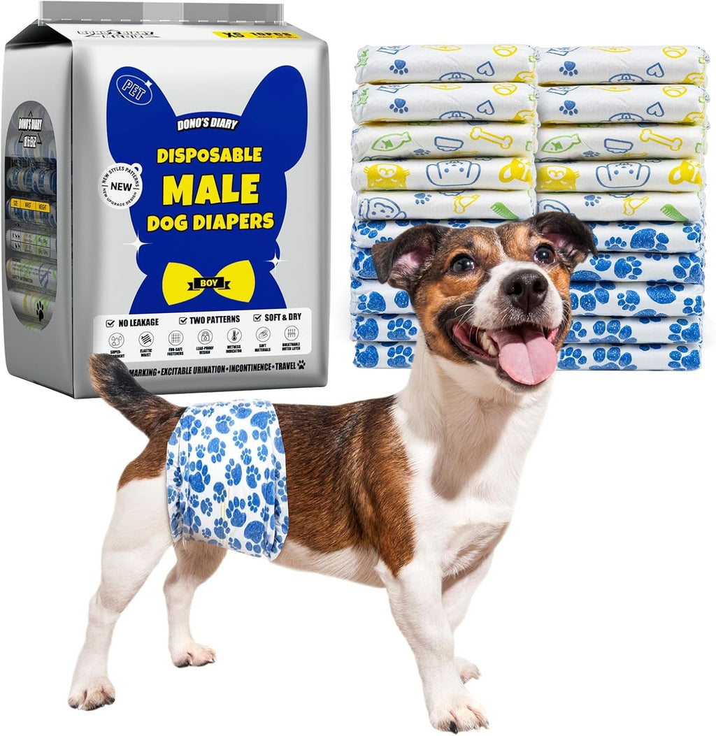 Male Dog Diapers 60 Count Disposable Belly Bands Leakproof Absorbent 60.0 X-Small