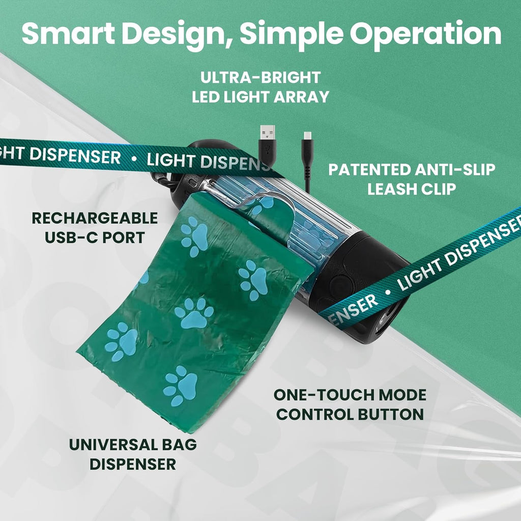 Dog Poop Bag Dispenser LED Flashlight USB C Rechargeable 45 Bags Default Title