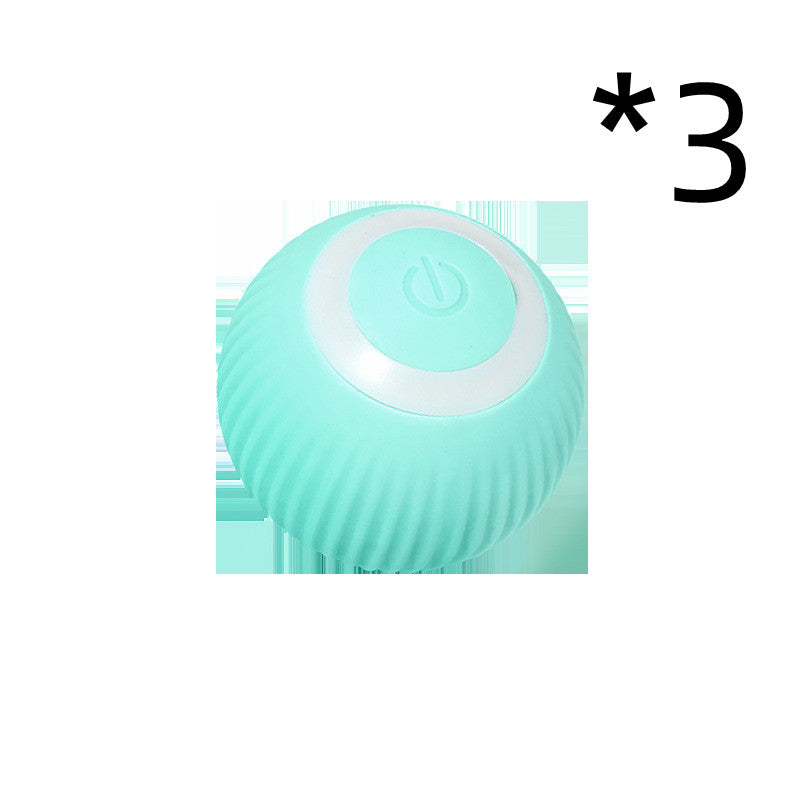 Cat Gravity Intelligent Rolling Ball Tease Toy Pet Automatic Rotating Ball 3pcs Green USB
