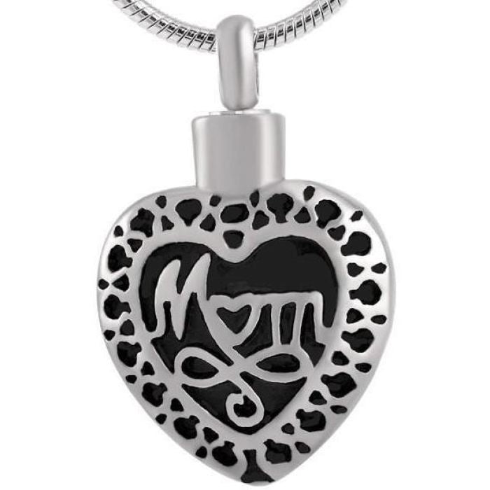 Mom Heart Cremation Necklace Pendant