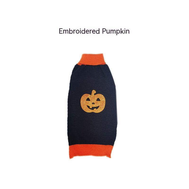 Halloween Dog Sweaters Pet Costume Teddy Warm Leisure Sweater Cosplay Clothes For Dogs Pets Outfits Black Embroidery
