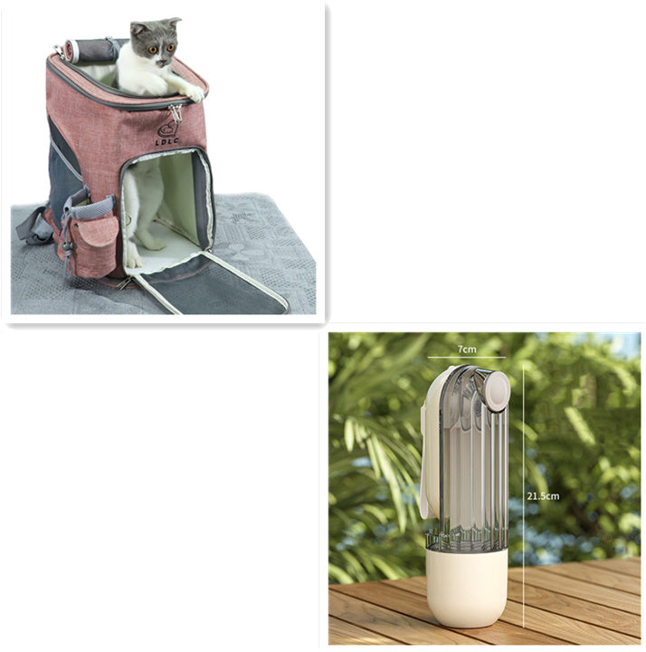 2 In 1 Pet Water Cup Segment Design Green Dog Walking Portable Drinking Cup Dog Feeding Supplies Pet Supplies Dog Walking Water Feeder Pets Products Beige set