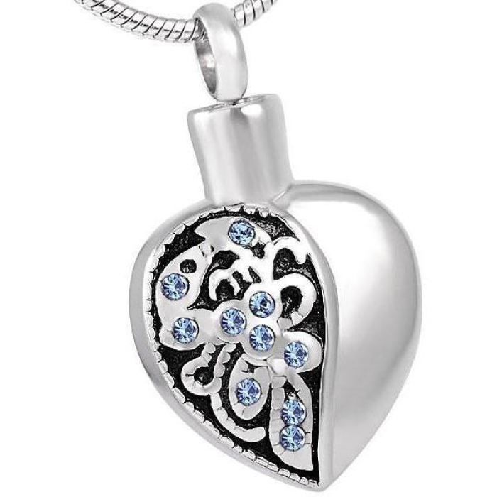 Half Empty Heart Cremation Jewelry Pendant