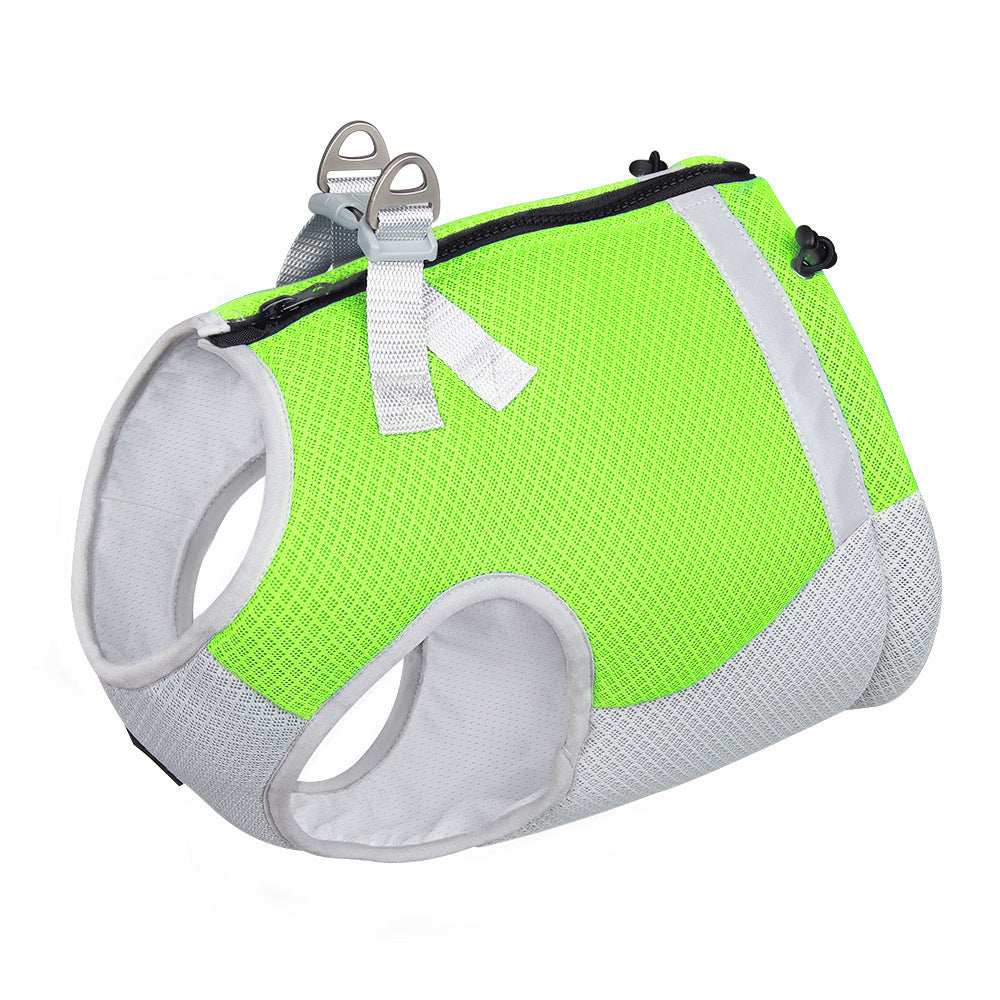 Summer Pet Dog Cool Clothes Traction Vest Fluorescent Green