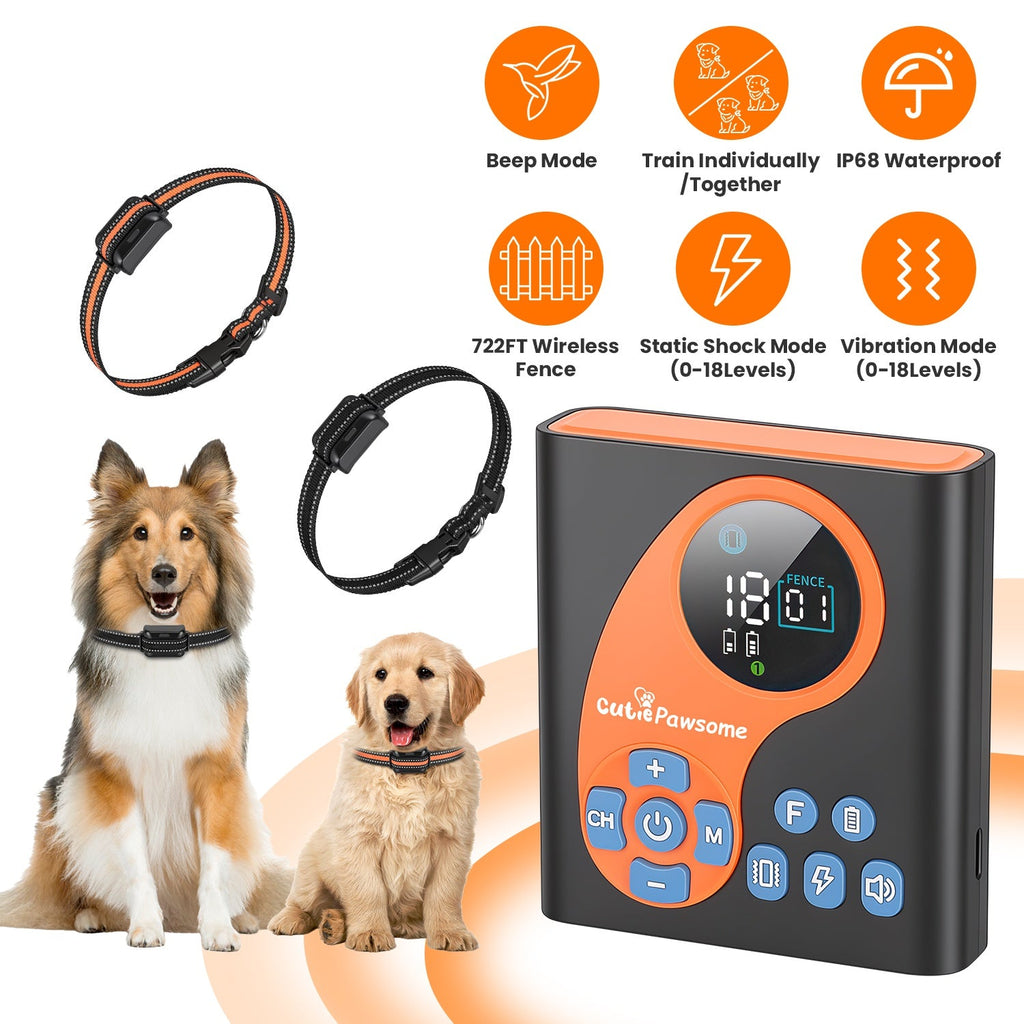 Wireless Dog Fence System with Training Collar - 722FT Range