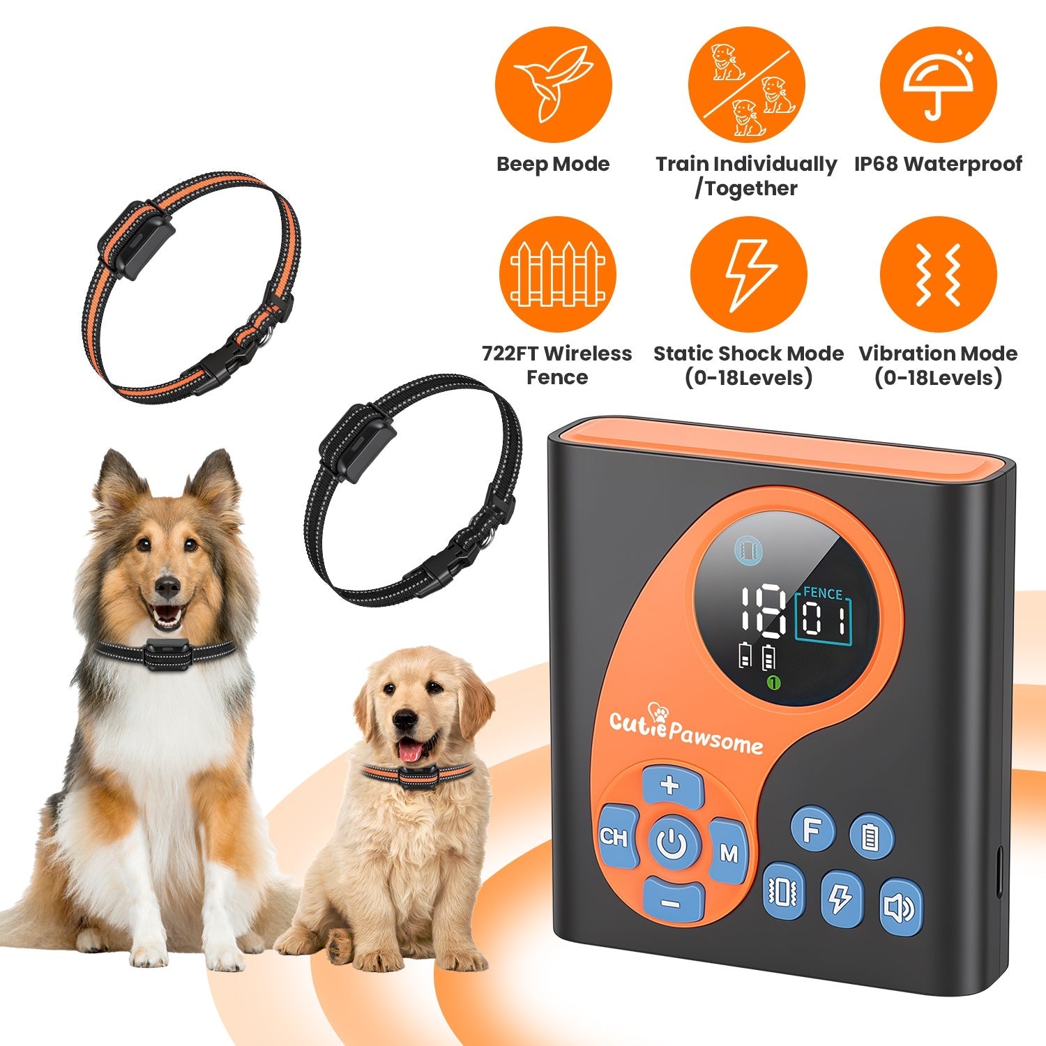 Wireless Dog Fence System with Training Collar - 722FT Range
