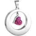 Pink Heart Circle Ashes Necklace Pendant