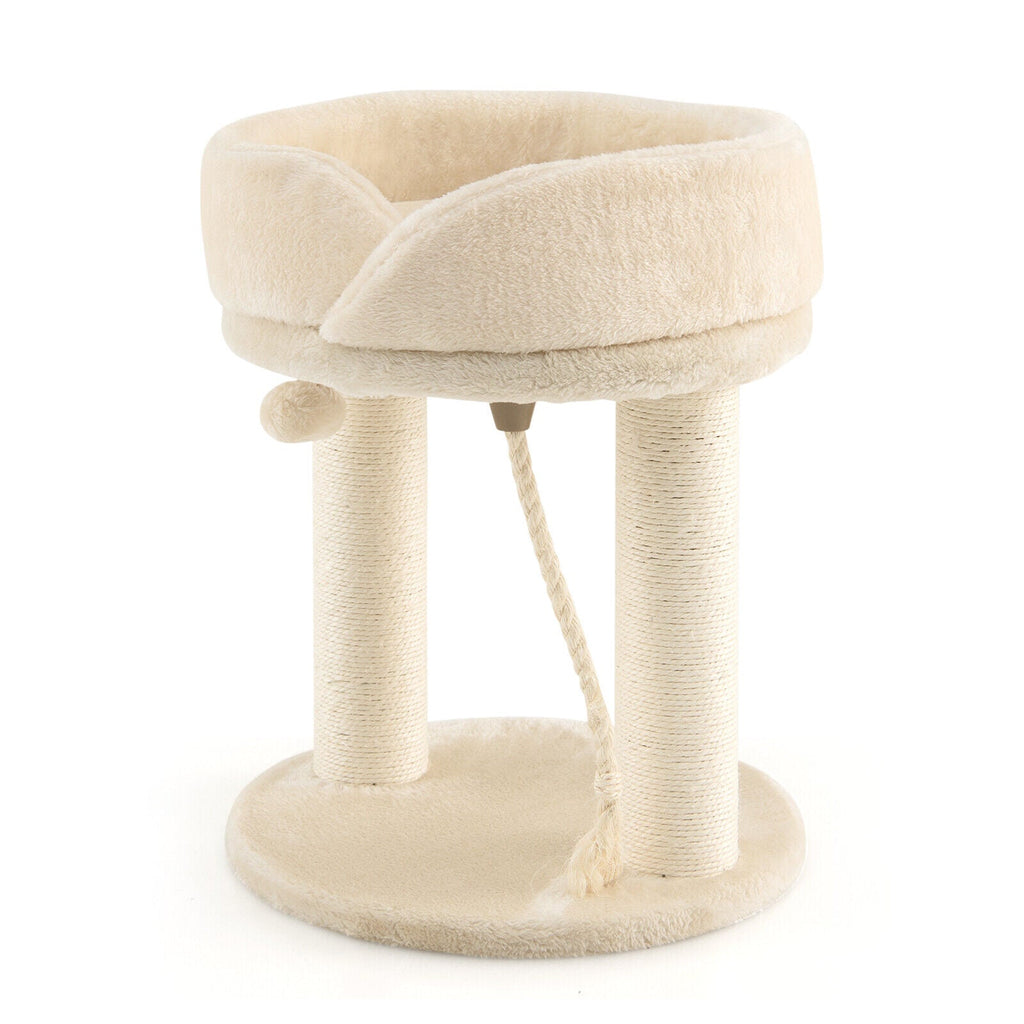 Cat Climbing Tree with Plush Perchs and Scratching Post Beige