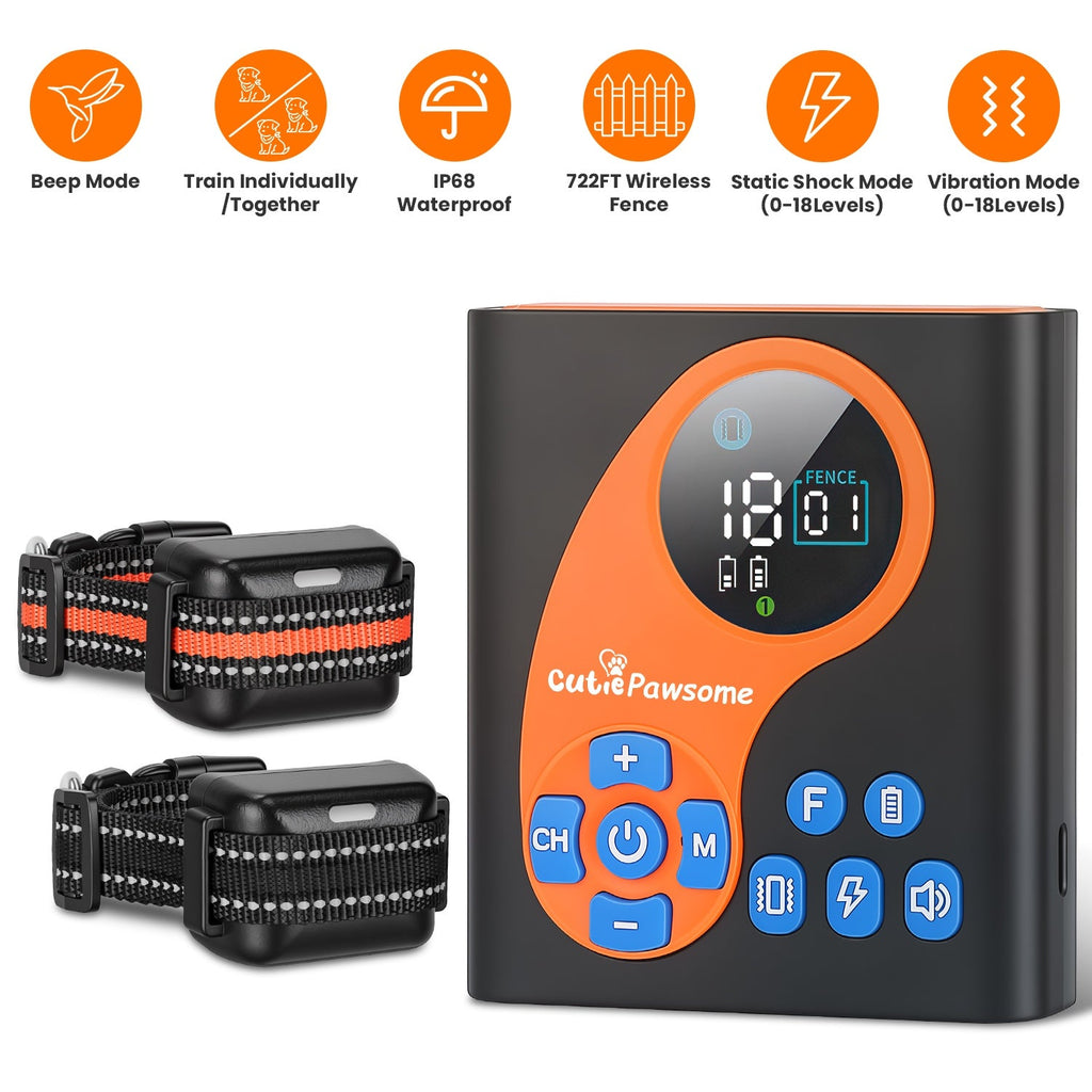 Wireless Dog Fence System with Training Collar - 722FT Range