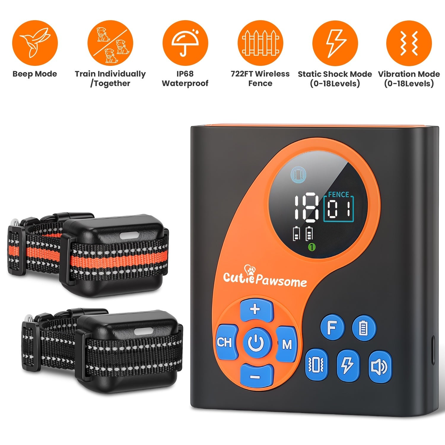 Wireless Dog Fence System with Training Collar - 722FT Range