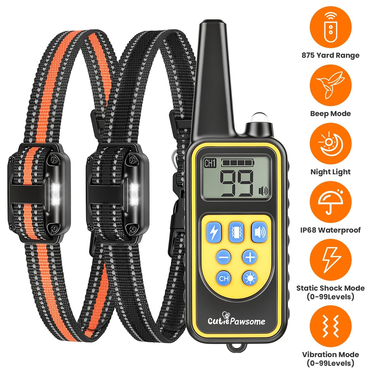 Rechargeable Dog Training Collar with Remote – 875 Yard Range