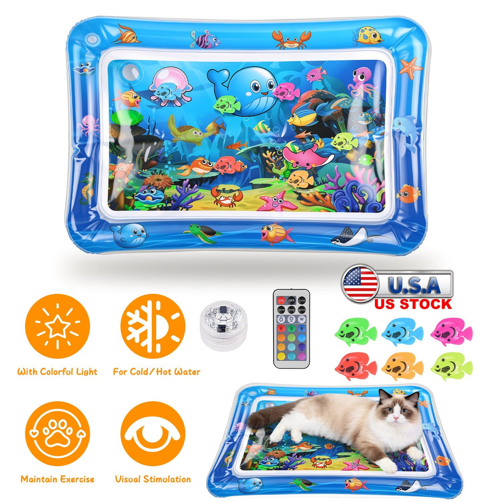 Cat Water Mat with Floating Fish & LED Lights