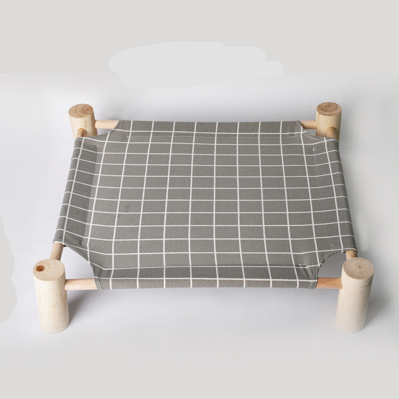 Washable Solid Wood Pet Dog Bed (Removable Cover) Blue Lucky Cat A