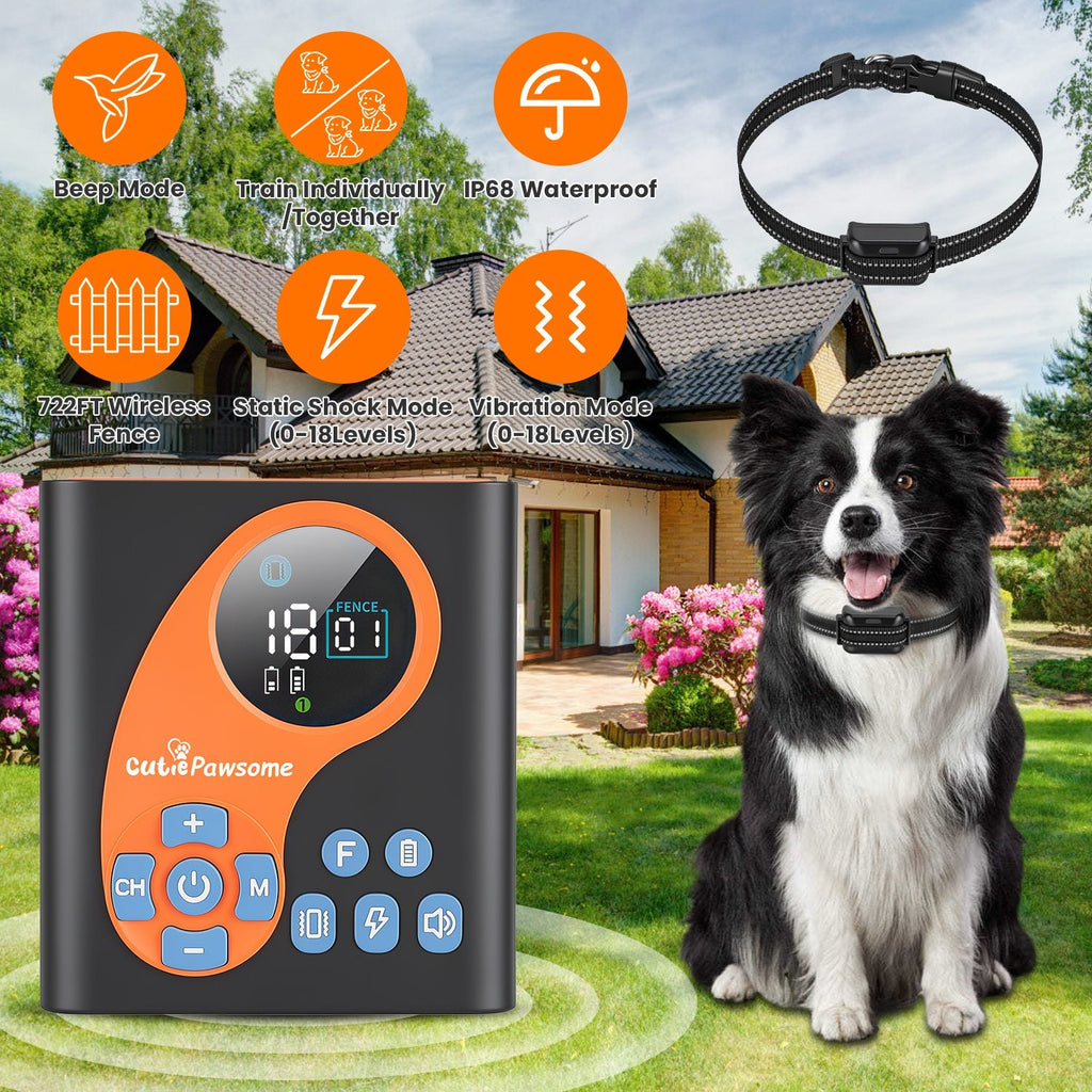 Wireless Dog Fence System with Training Collar - 722FT Range