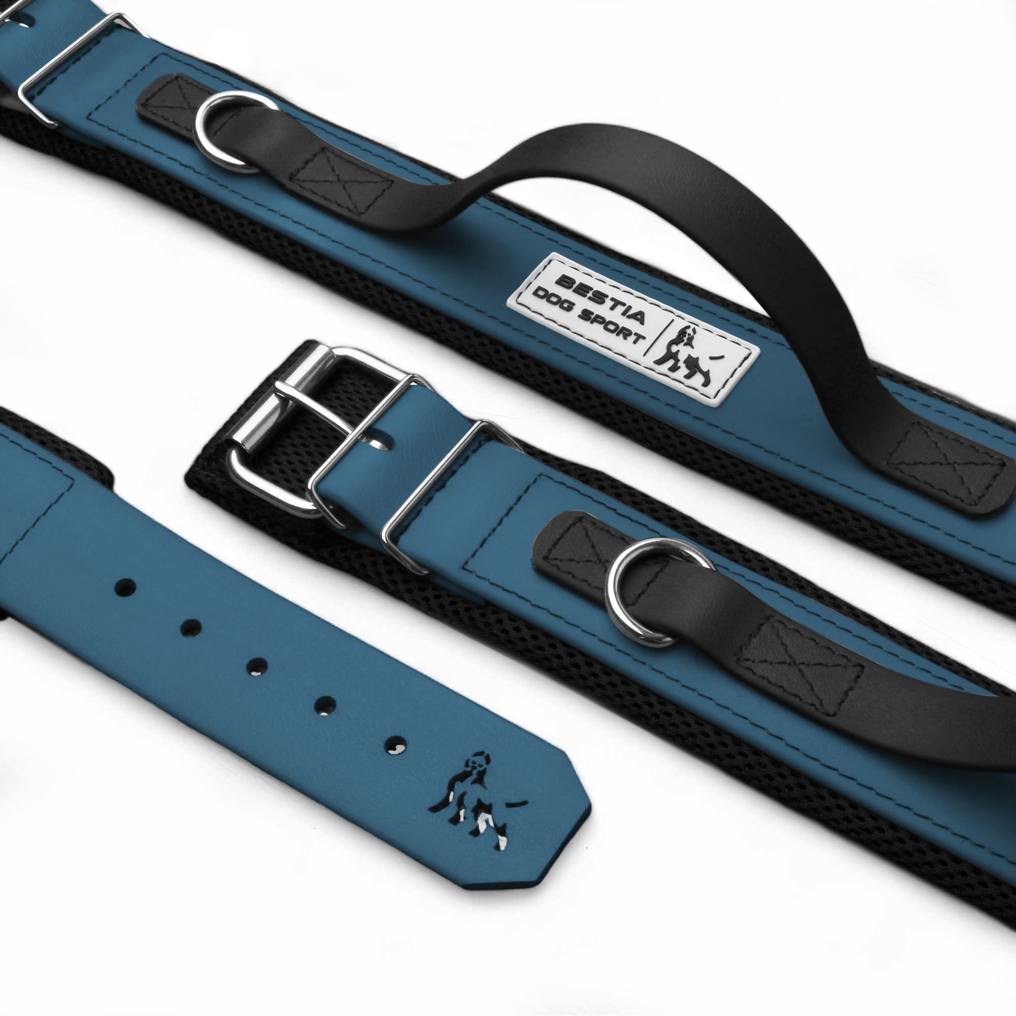 BESTIA DOG SPORT HANDLE COLLAR Blue with Black Handle