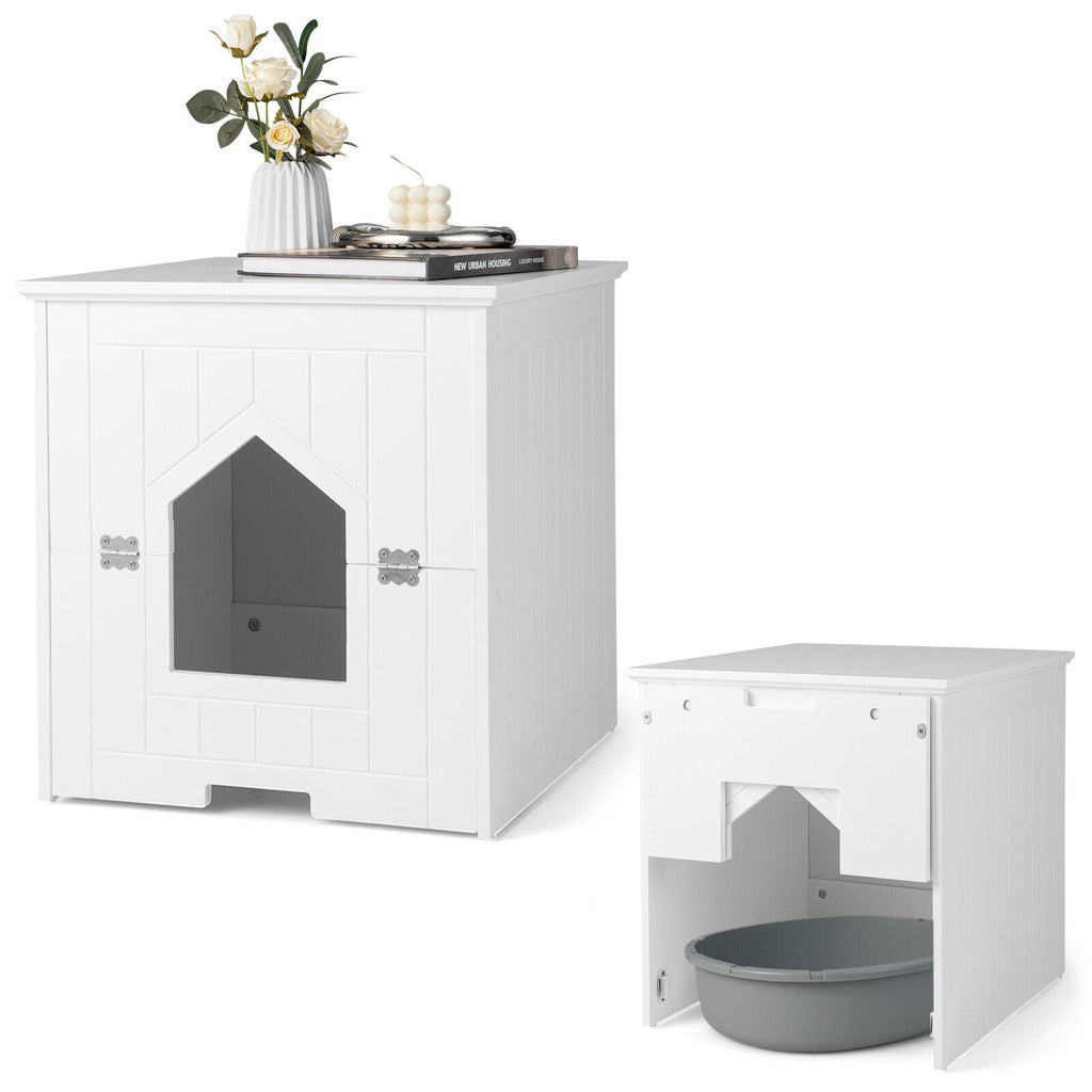 Cat Litter Box Enclosure with Flip Magnetic Half Door