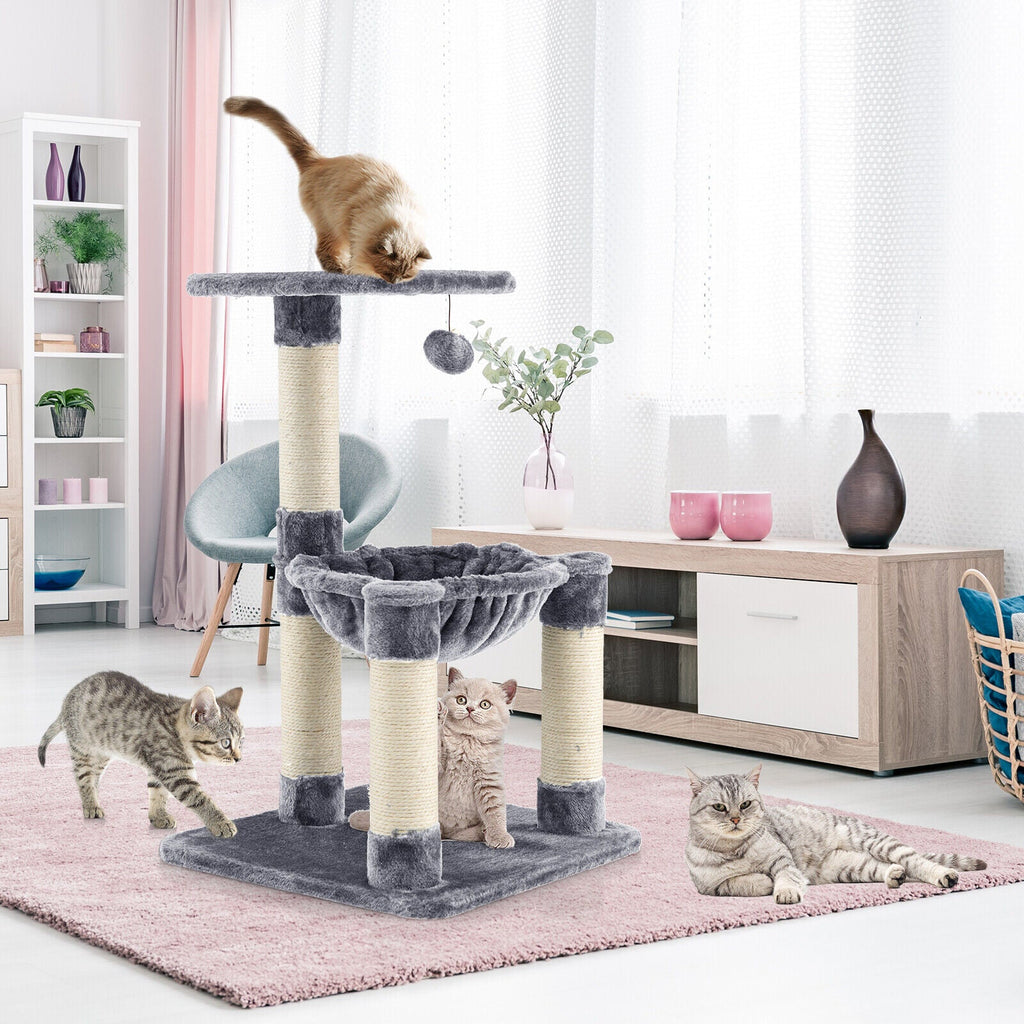 Multi-level Cat Tree with Scratching Posts and Cat Hammock