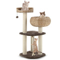 41 Inch Rattan Cat Tree with Napping Perch Brown