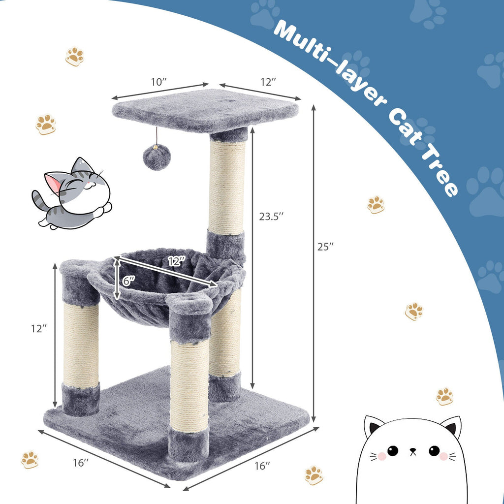 Multi-level Cat Tree with Scratching Posts and Cat Hammock