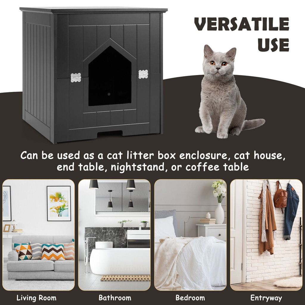 Cat Litter Box Enclosure with Flip Magnetic Half Door