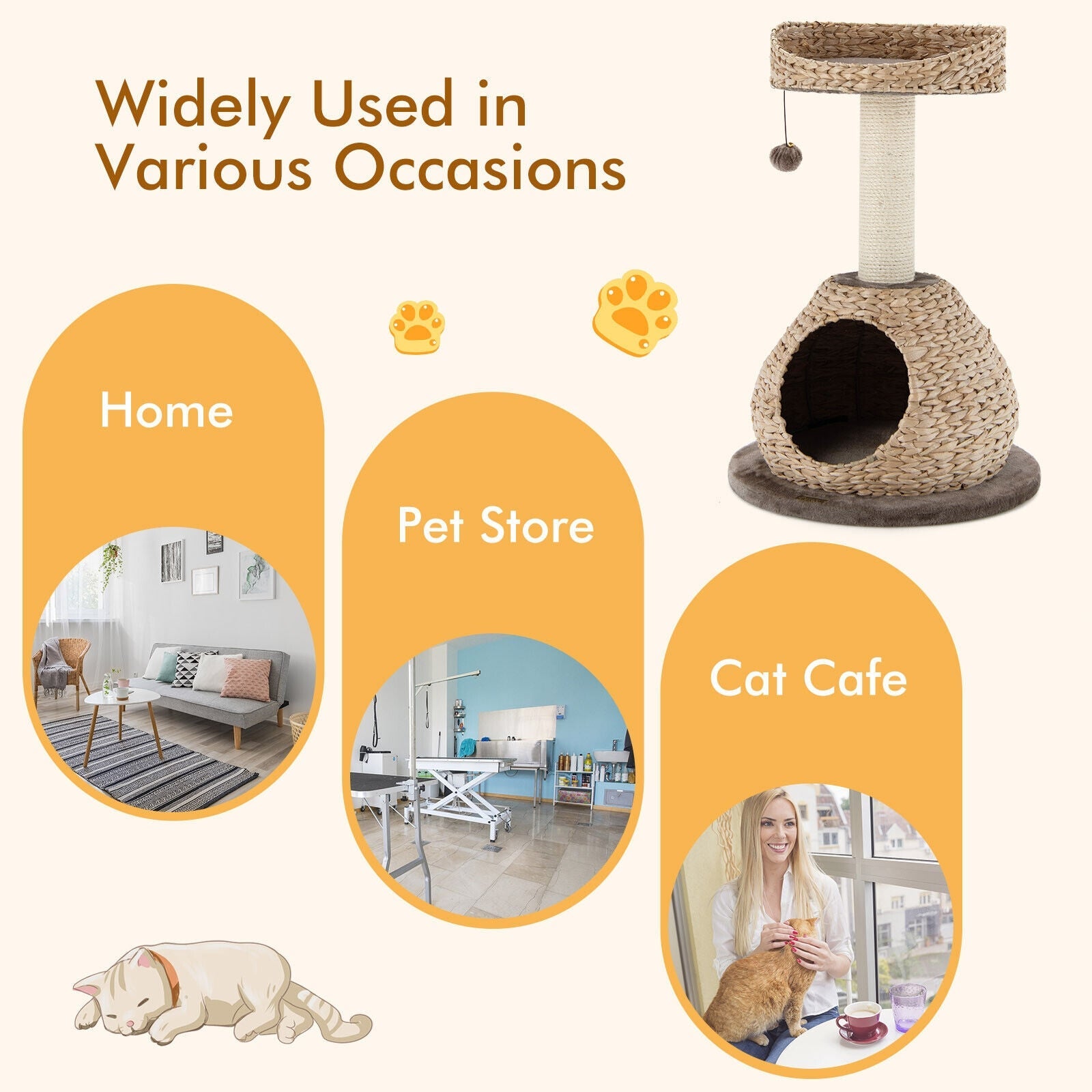 28 Inches Hand-Made Cat Tree Tower with Jump Platform
