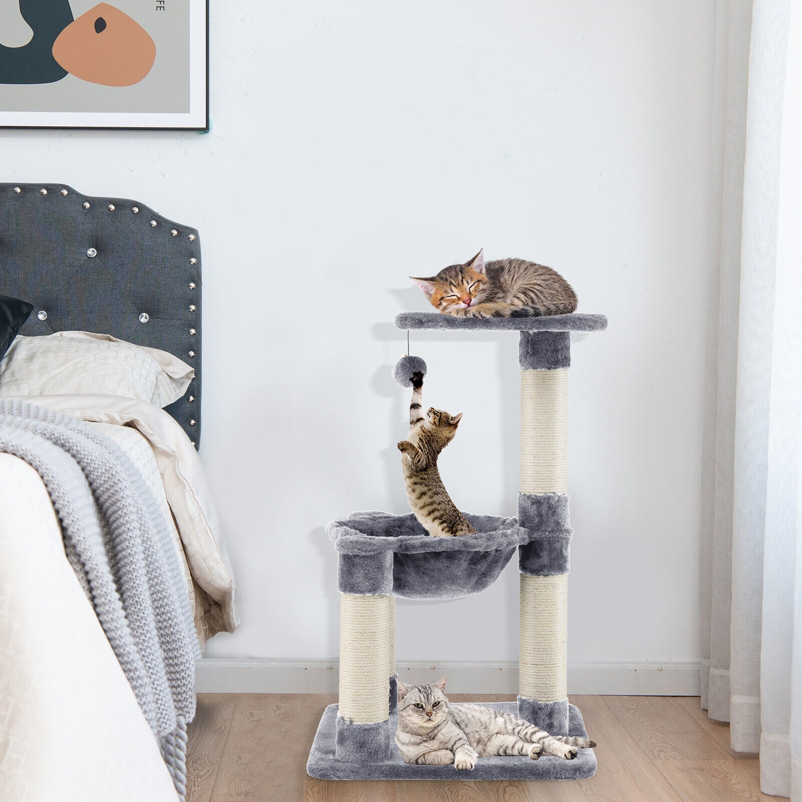 Multi-level Cat Tree with Scratching Posts and Cat Hammock