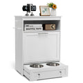 Pet Feeder Station with Stainless Steel Bowl White