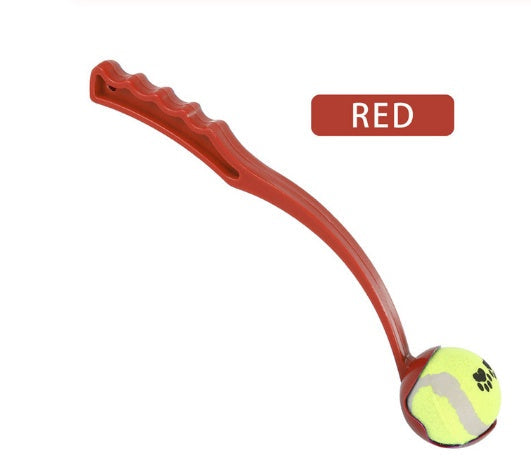 Dog throwing ball Red