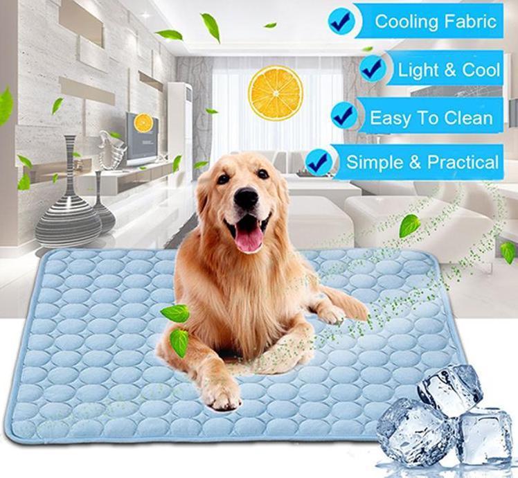 Pet Dog Cat Ice Silk Cold Nest Pad For Cooling In Summer Blue