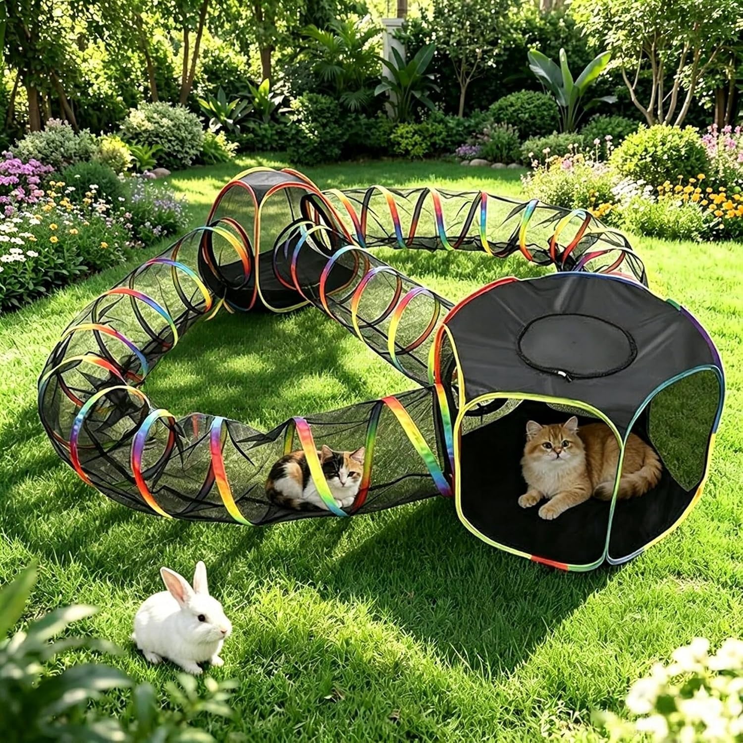 5-in-1 Outdoor Cat Enclosure with Tunnels, Portable Pop-Up Catio Playpen 5 In1 Loop(11.8"W)
