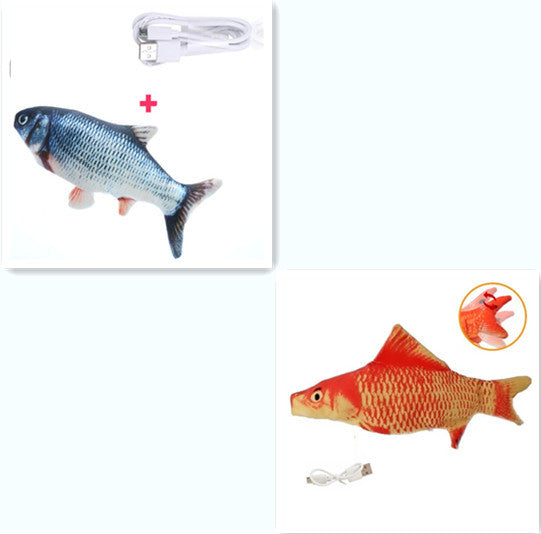 Electric Funny Cat Simulation Fish Beating Usb Jumping Cat Toy 2style set