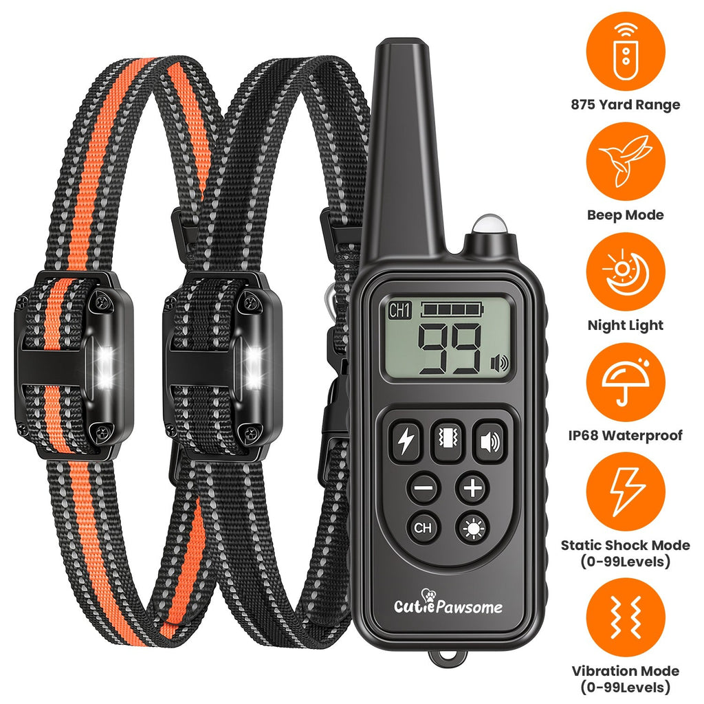 Rechargeable Dog Training Collar with Remote – 875 Yard Range