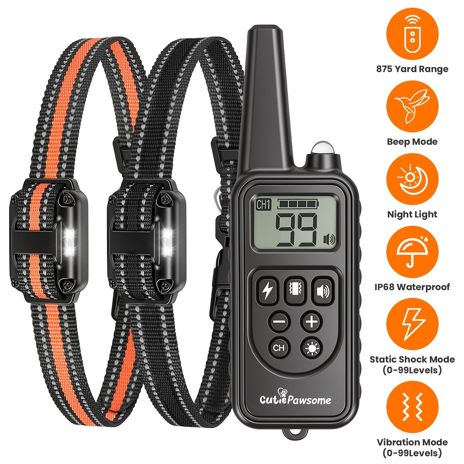 Rechargeable Dog Training Collar with Remote – 875 Yard Range