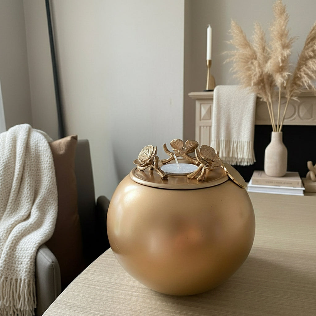 Orchid Urn for Dog & Pet Ashes — Handmade Gold