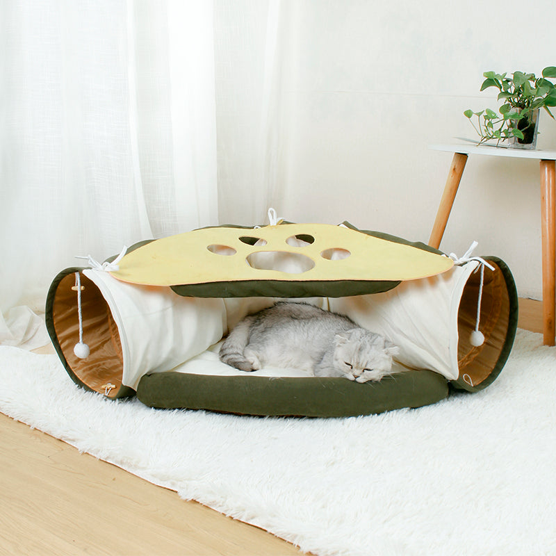 Pet Cats Tunnel Toy Interactive Play Toy Dark Green
