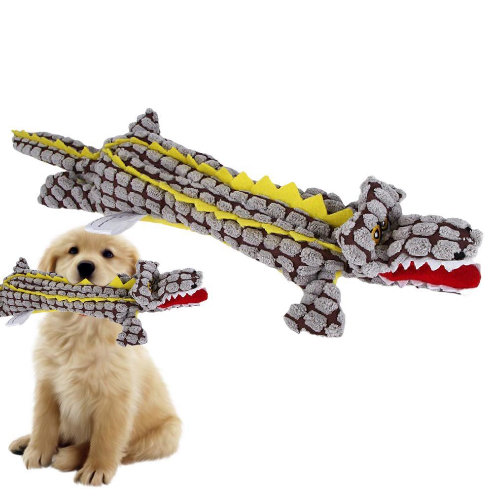Plush Dog Toy Animals Shape Bite Resistant Squeaky Toys Corduroy Dog Toys For Small Large Dogs Puppy Pets Training Accessories Gray