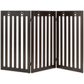 36 Inch Folding Wooden Freestanding Pet Gate Dog Gate with 360° Flexible Hinge Dark Brown