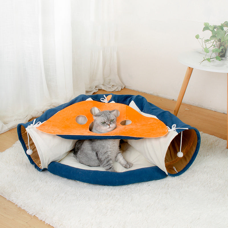 Pet Cats Tunnel Toy Interactive Play Toy Blue