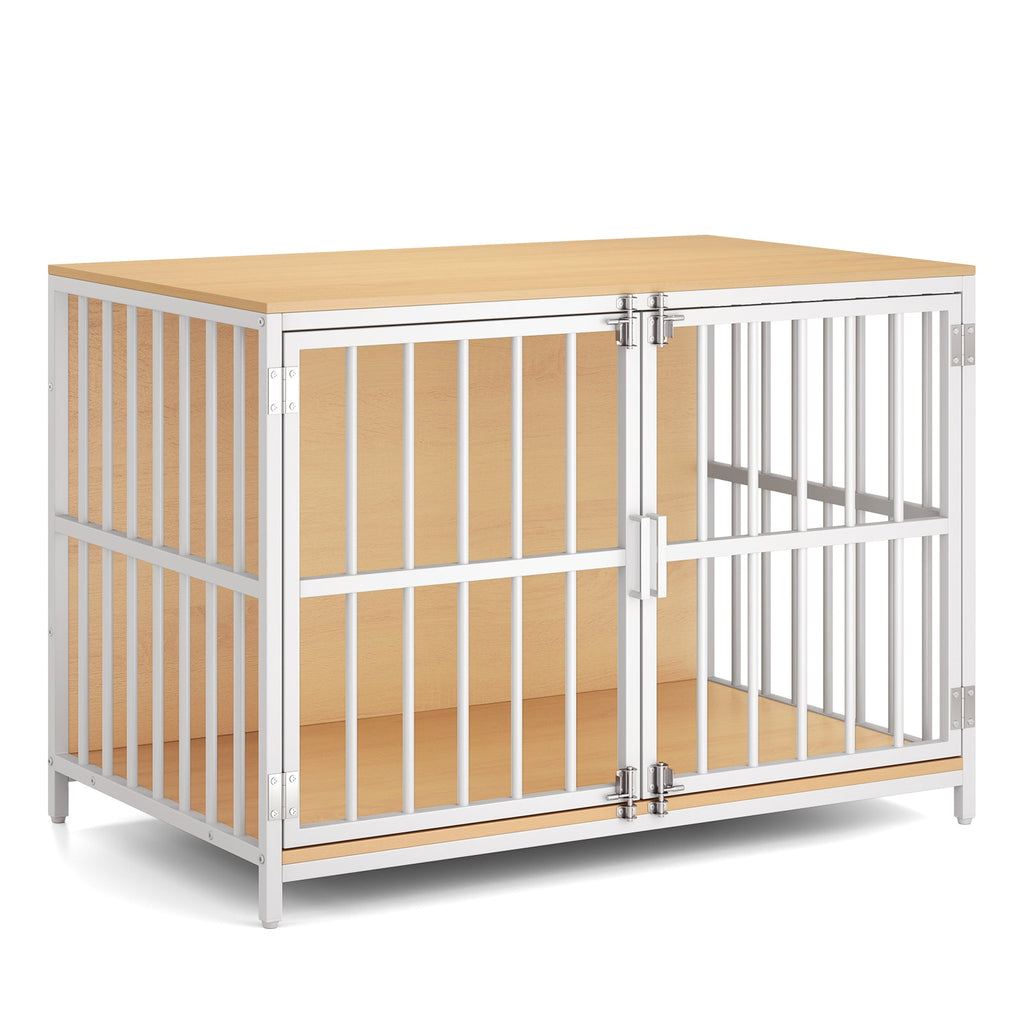 40 Inch Dog Crate Furniture Dog Kennel with Dual Lockable Double Doors Natural