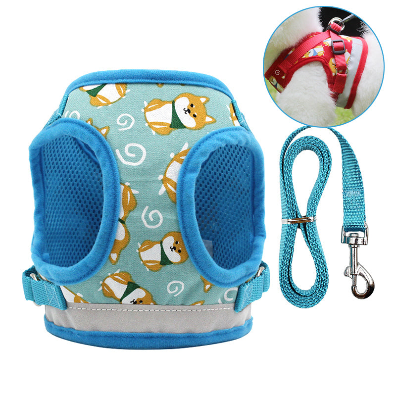 Nylon Dog Vest Harness & Leash – Anti-Break, Adjustable | XS–XL | 3 Colors