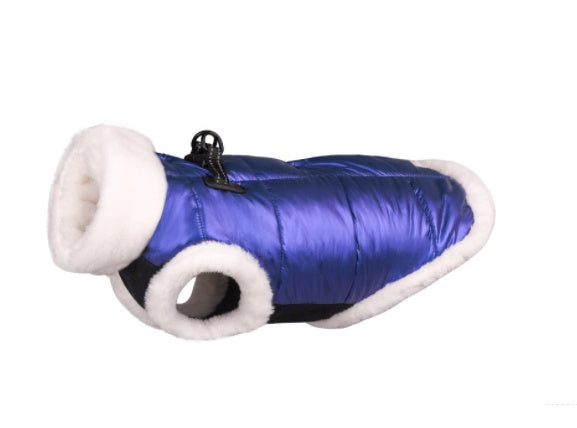 Pet Anti-light Warm New Article Clothing Winter Dog Down Jacket Waterproof Pets Clothes For Small Dogs Navy Blue Fluff two feet