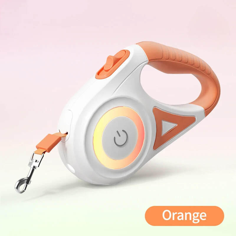 Automatic Retractable Luminous Dog Walking Rope Orange
