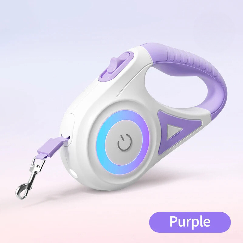 Automatic Retractable Luminous Dog Walking Rope Purple